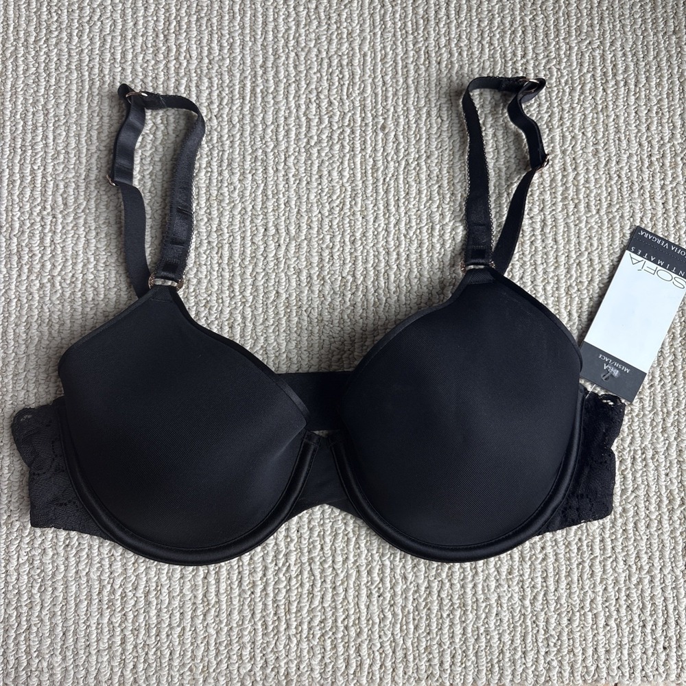 Sofia Intimates by Sofia Vergara 34B Lace Mesh Underwire Black Sexy